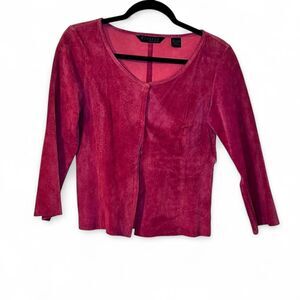 Vintage Genuine Suede Western Country Cowgirl Boho Cropped Pink Jacket